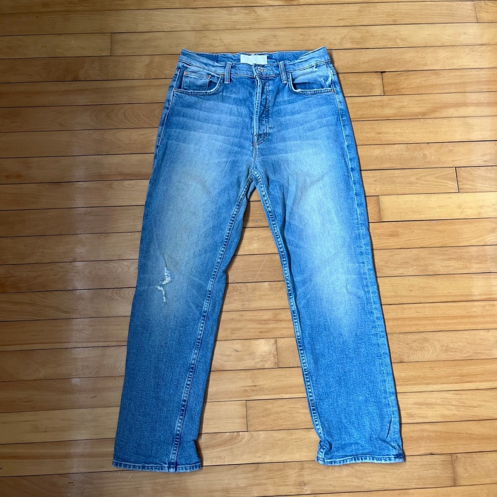 Mother Superior The Tomcat Ankle Jeans Gospel Grace Blue Distressed 29 High Rise